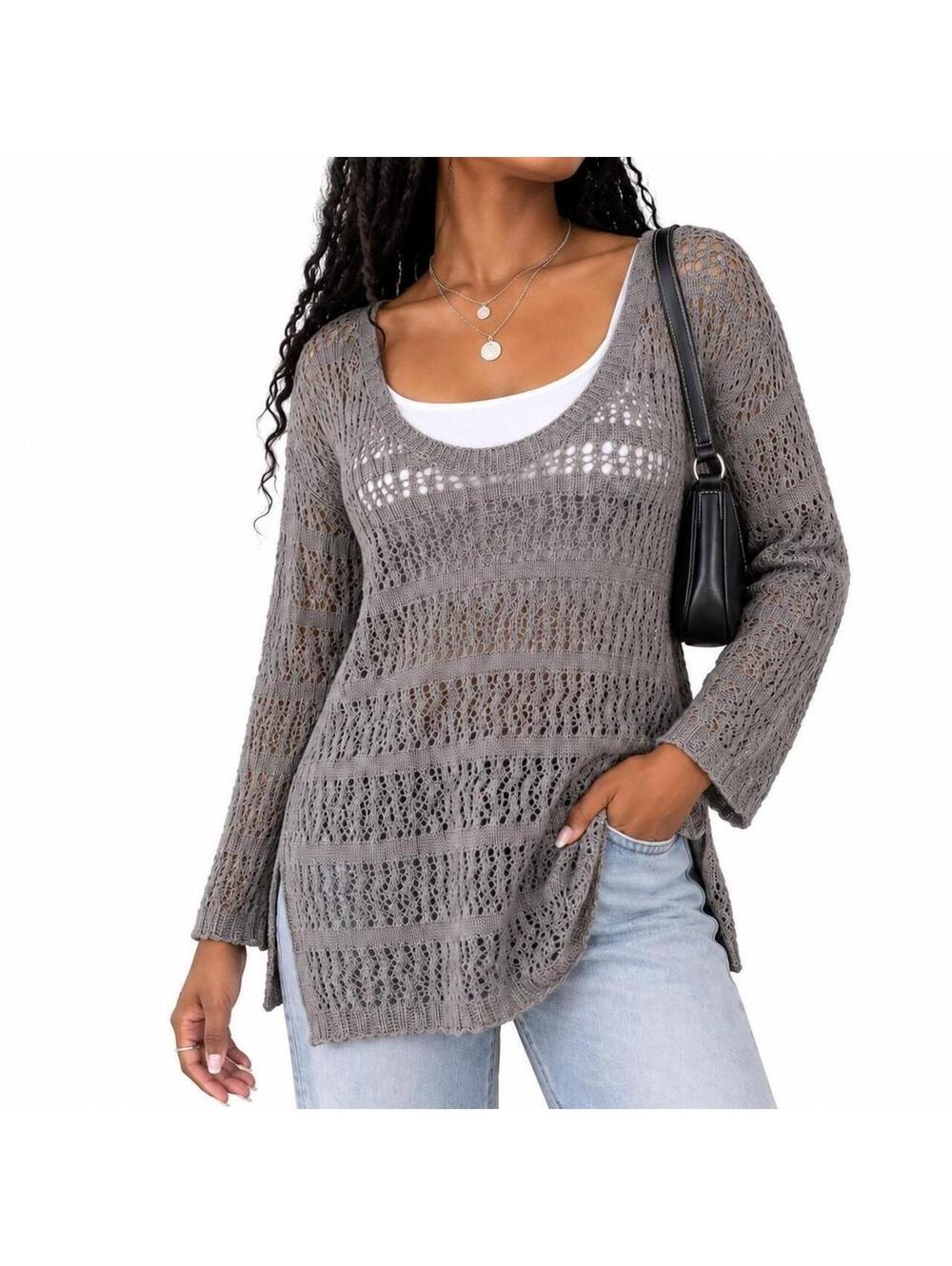 Soft Grunge Metallic Open-Knit Sweater | Ana A New Approach | XL